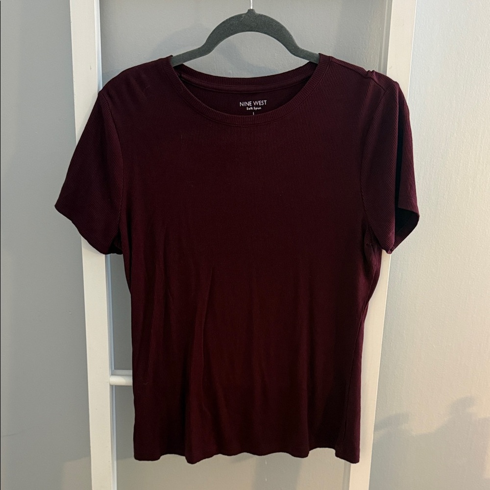 Nine West Deep Burgundy Short Sleeve Tee